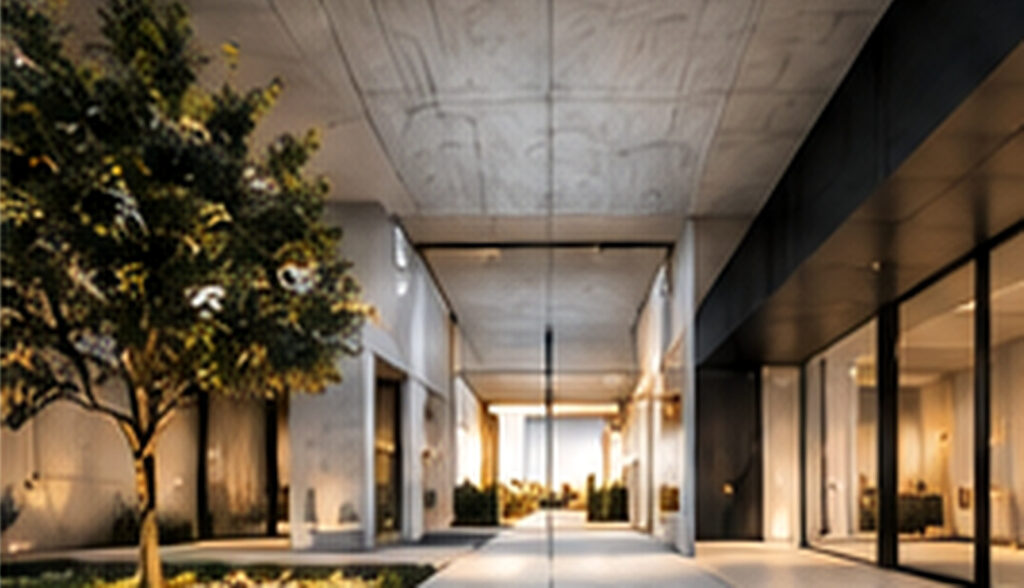 Contemporary architectural courtyard